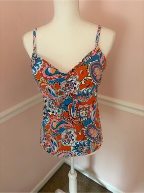 Lands' End Multicolor Paisley Underwire Swim Cami